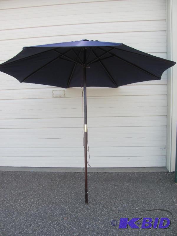CASTLECREEK Navy Blue 9-Ft Wood Market Umbrel...