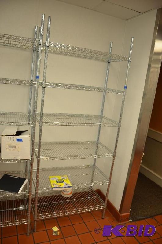 lot 114 image: Shelf Shelving Stainless Steel Unit. Contents...