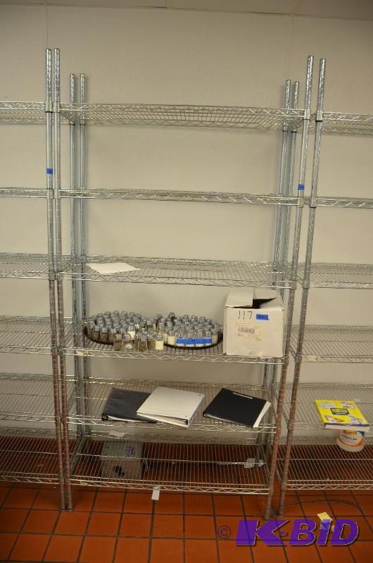 lot 115 image: Shelf Shelving Stainless Steel Unit. Contents...