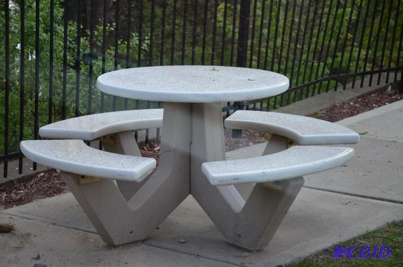 lot 19 image: One White Wasau Tile Concrete Picnic table. &...