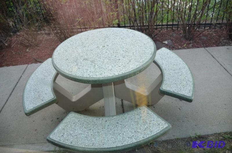 lot 23 image: One Green Wausau Tile Concrete Picnic Table. ...