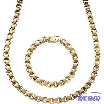 New Goldtone Box Link Bracelet &amp Chain Se...
