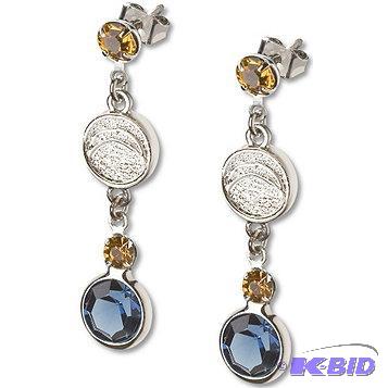 New NFL Silvertone Crystal Team Logo Earrings...
