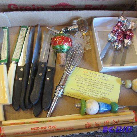 Wine Whisk, Stoppers, Knives