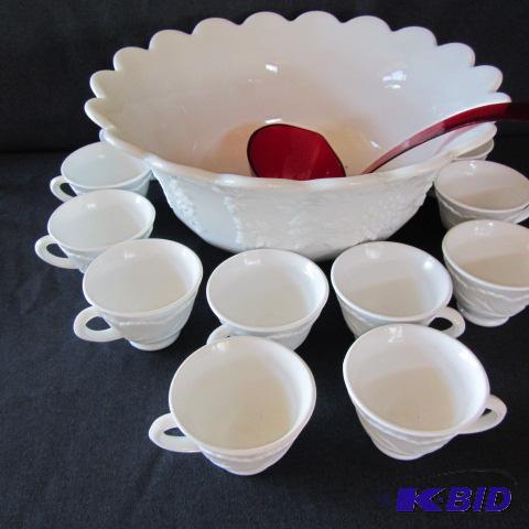 Milk Glass Punch Set