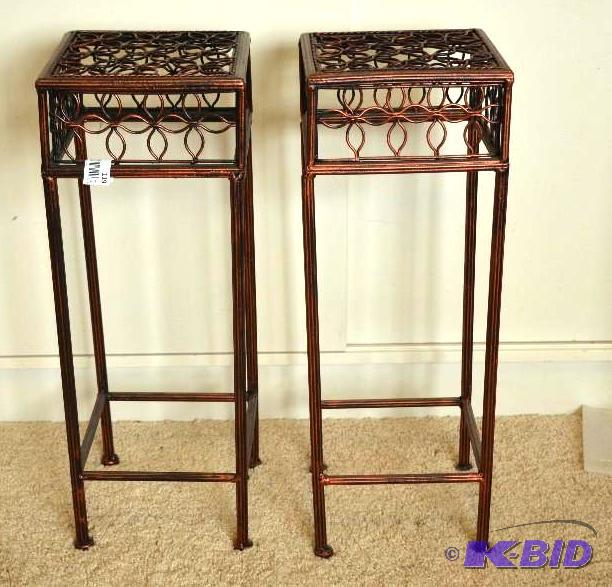 lot 119 image: Modernist Copper Plant Stands - qty 2. Please...