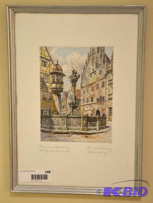 lot 148 image: Framed&nbspOriginal Rendering signed &nbspb...