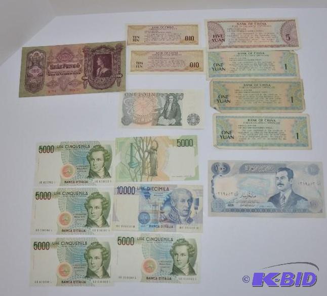 lot 160 image: Money from Italy, Iraq, England, Hungry, Chin...