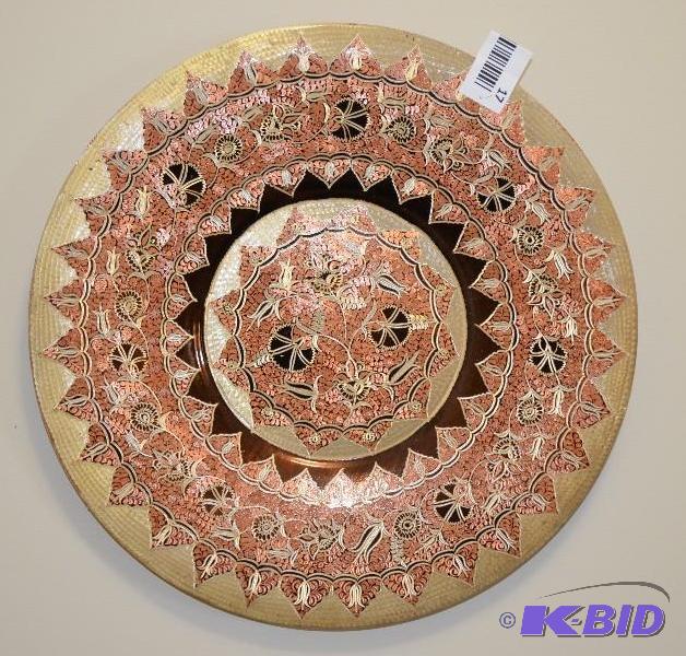 lot 17 image: Ornate Middle Eastern copper decorative plate...