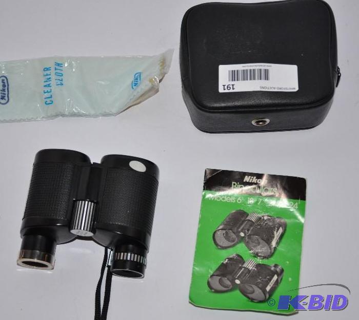 lot 191 image: Nice Nikon vintage binoculars with case model...