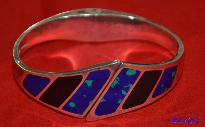 lot 205 image: Heavy Sterling Silver bracelet (cloisonne we ...