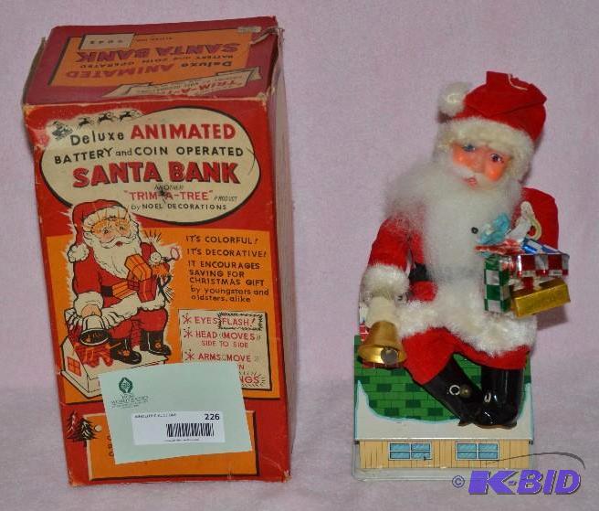 lot 226 image: Vintage animated Santa Bank in original box. ...