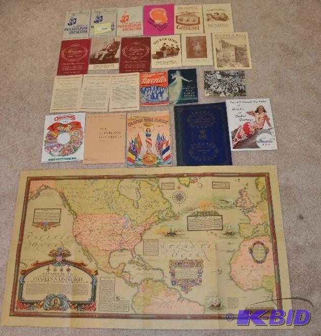 lot 236 image: Map of Charles Lindberg flight Vintage Metrop...