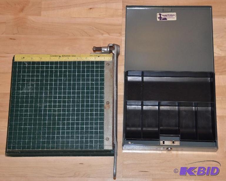 lot 240 image: Paper Cutting Board by Bradley and cash box...