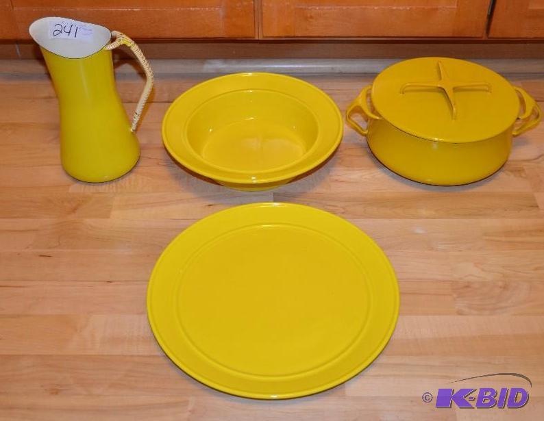 lot 241 image: Yellow Dansk items and Porcelain Enamel wear...