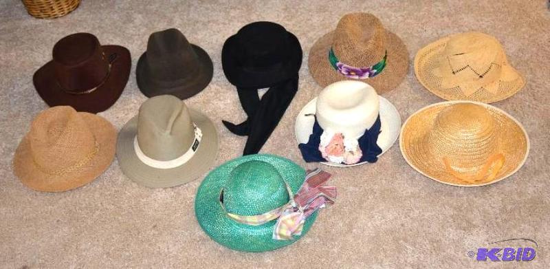 lot 274 image: Hats, hats, hats, cowboy hat Straw, felt, fab...