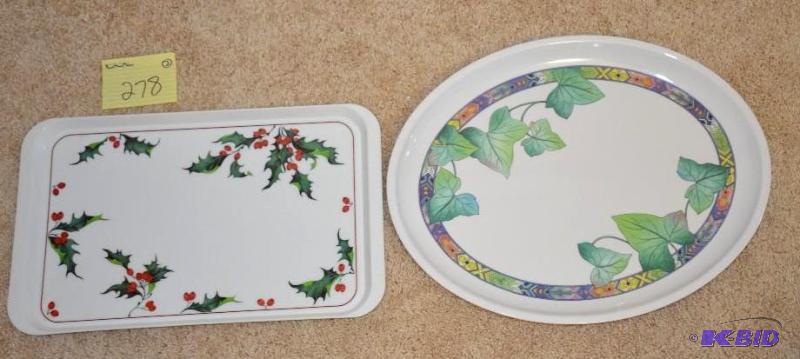 lot 278 image: 2 large serving platters 14" Holly patte...