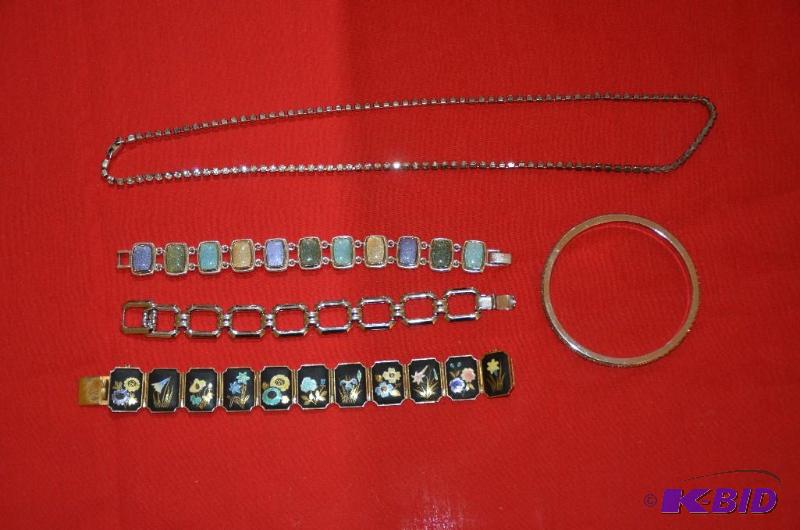 lot 302 image: Bracelets & one necklace, may be silver, ...