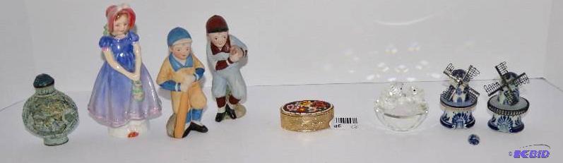 lot 36 image: Delft salt and pepper, Swarovski bird nest, H...