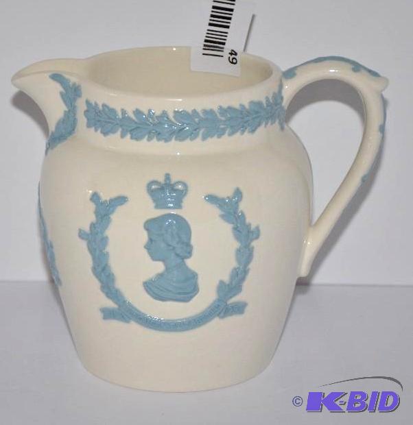 lot 49 image: Wedgwood Queens Ware Coronation Pitcher. Emb...