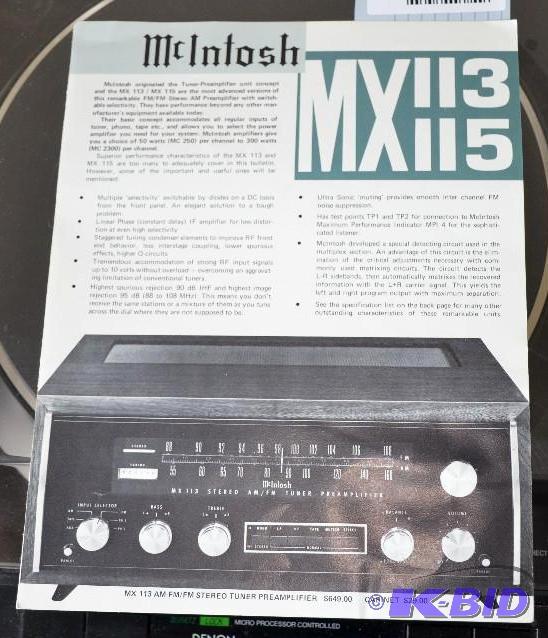 lot 71 image: McIntosh MX 113 & MX 115 Tube Amp Sales b...