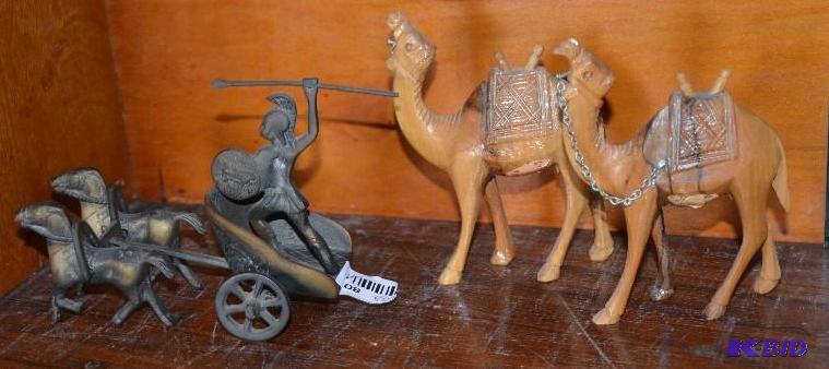 lot 80 image: Cast iron chariot and camels...