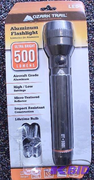 Ozark Trail flashlight, missing batteries, customer return