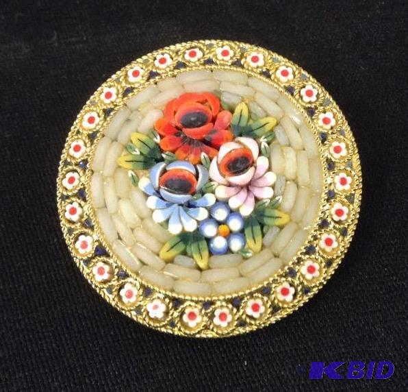 Beautiful Gold Tome Italy Mosaic Pin