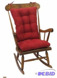 lot 30 image: XL 2-Piece Rocker Chair Cushion Set Red.  Chair not included