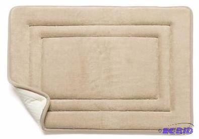 lot 61 image: Royal Velvet Memory Foam Bath Mat.  Tan or Beige Color.  Appears New.  No tags  Size 24 x 17