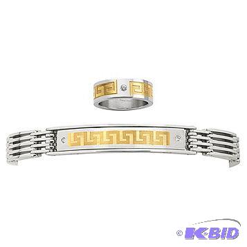 New Stainless Steel Greek Key Bracelet &amp ...