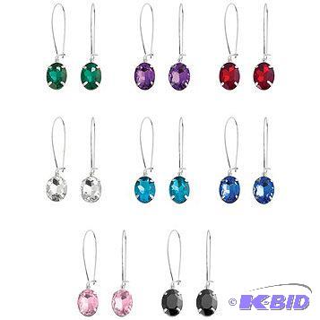 New Silvertone Crystal Sheperd Hook Ear Set-8...