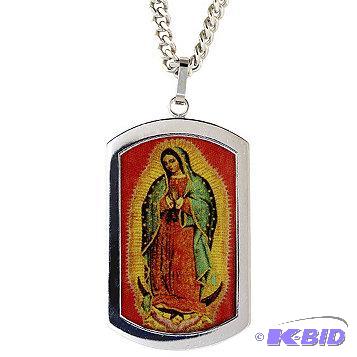 New Stainless Steel Guadalupe Dog Tag Pendant...