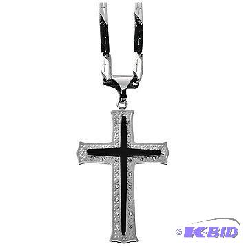 New&nbspStainless Steel Crystal Cross Pendan...