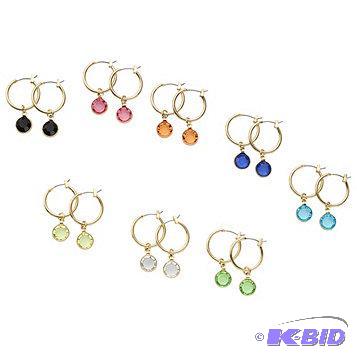 New 8-Pair Set of Goldtone Multicolor Hoop Ea...