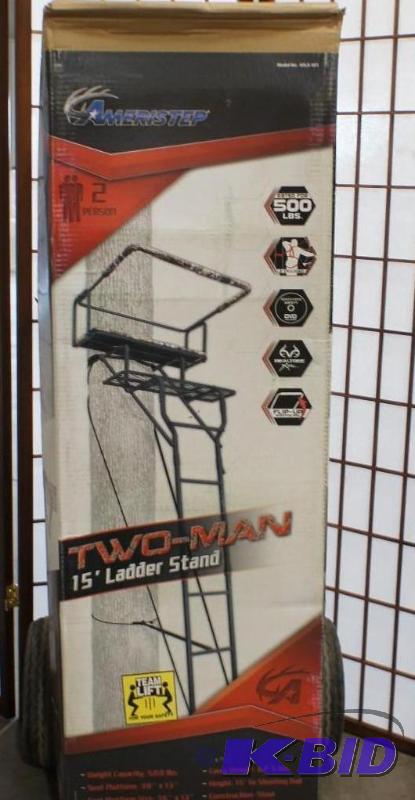 lot 2 image: New Ameri-Step Two-man Tree Stand - 15 ladde...
