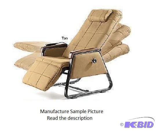 lot 104 image: Tan Microfiber Zero Gravity Massage Chair wit...