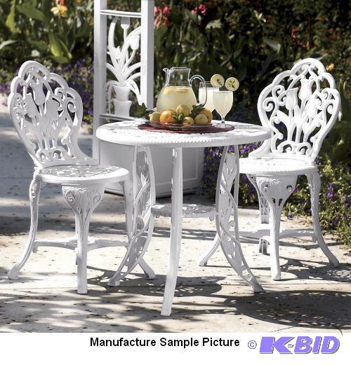 lot 109 image: Three Piece Tulip Bistro Set - White - Has al...
