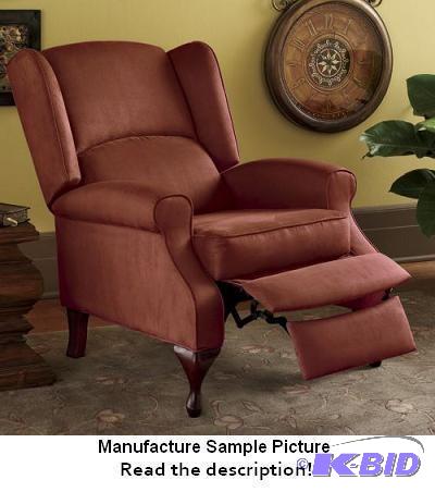 lot 119 image: Rust Wingback Recliner Chair - This plush per...