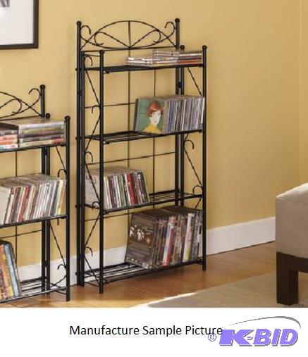 lot 138 image: Tall Black Scrolled Media Rack - Simple scrol...
