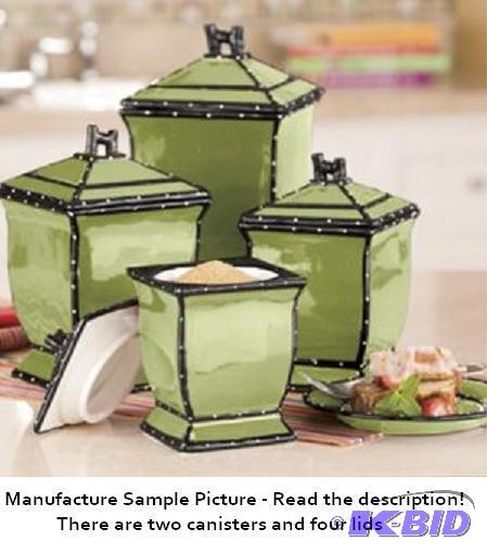 lot 143 image: Ruffle Canisters - Green - There are two cani...
