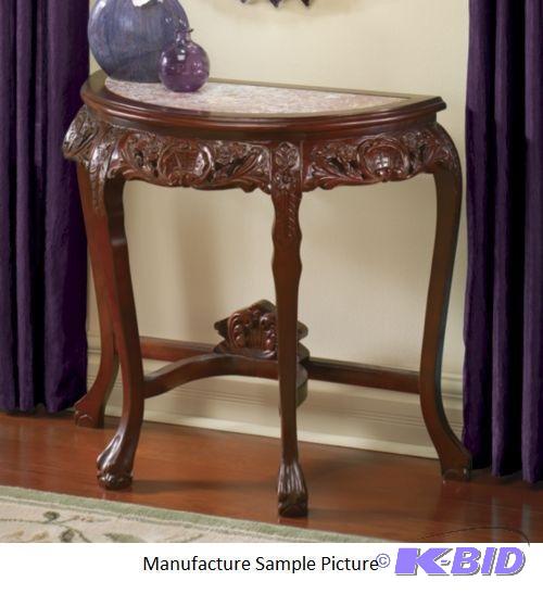lot 154 image: Hand Carved Marble Top Console Table - Beauti...