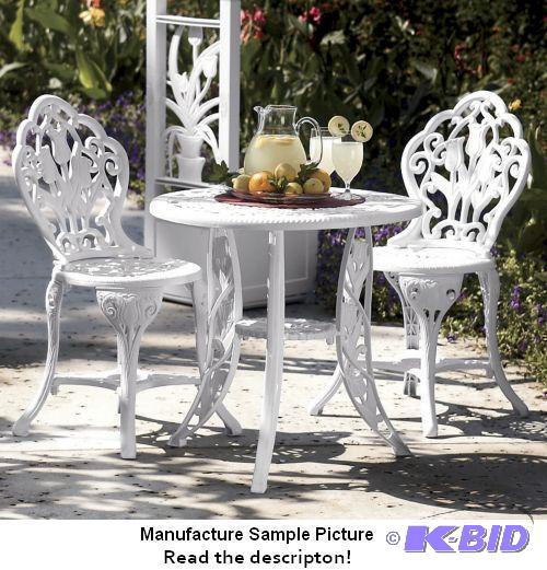 lot 177 image: Three Piece Tulip Bistro Set - White - Has al...