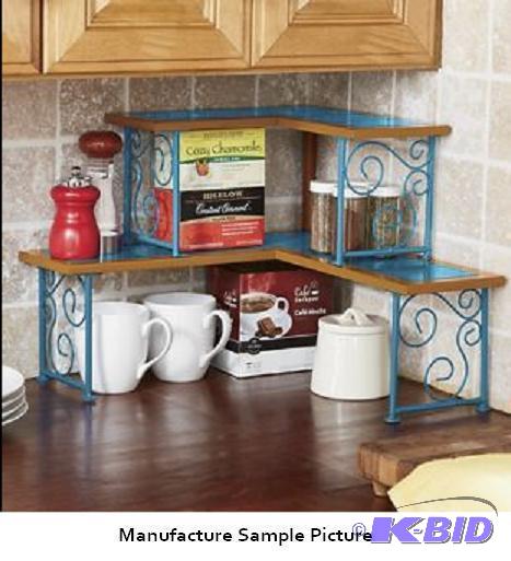 lot 198 image: Colorblock Two Tier Corner Shelf - Island Blu...