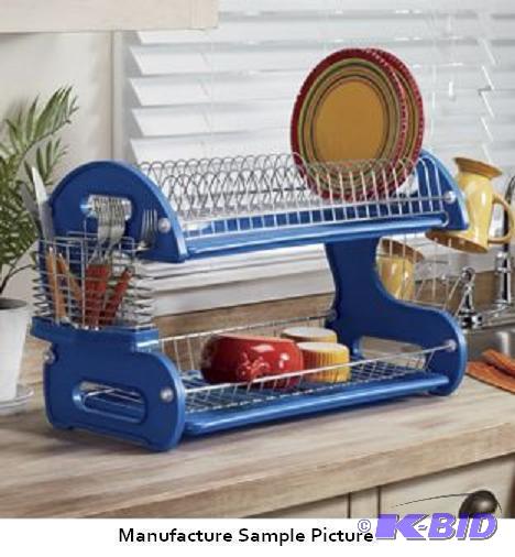 lot 199 image: Home Basics Two Tier Dish Drainer - Blue - A ...