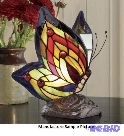 lot 33 image: Stained Glass Butterfly Lamp - This glowing s...