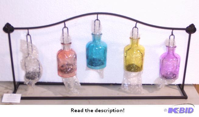 lot 44 image: Hanging Candle Holder Bar - Peach, yellow, aq...