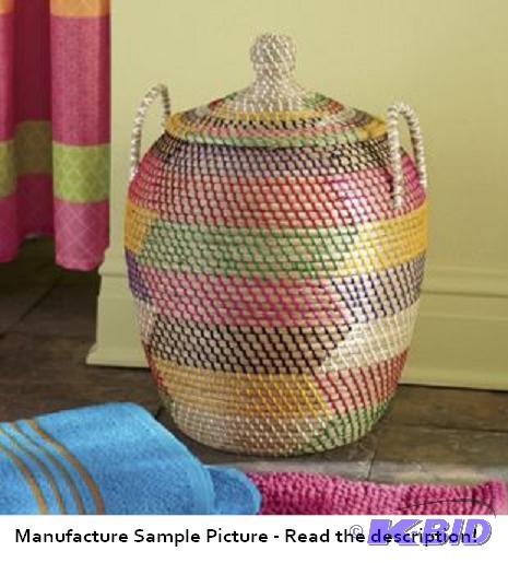 lot 62 image: Bright Woven Hamper with Lid - Handcrafted fr...
