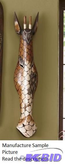 lot 68 image: Hand Carved Giraffe Mask - It is full of orna...