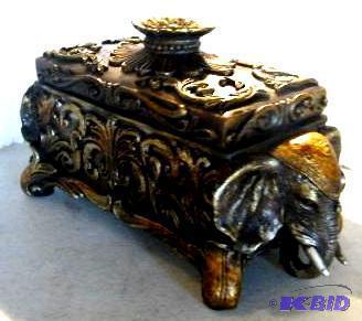 lot 72 image: Elephant Jewelry Keeper - 7.5" l x 3.5&q...
